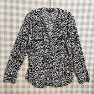 INC International Concepts Women’s Long Sleeve Blouse, Size XL, Cheetah Dots